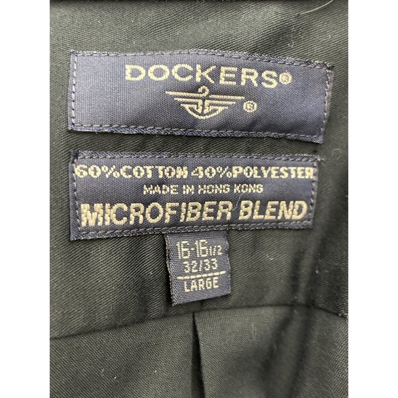 Dockers Men Black Micro-Fiber Blend Long Sleeve Button-Up Shirt Size L 16-16 1/2 - Picture 9 of 10